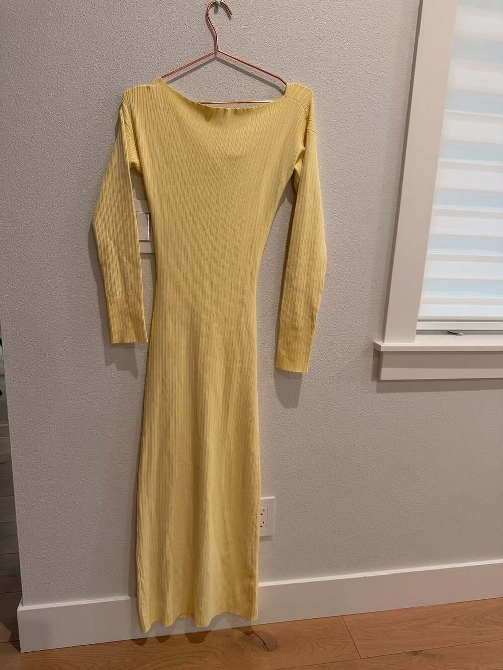 SIR. The Label Juniper Contoured Ribbed Knit Maxi Dress in Lemon